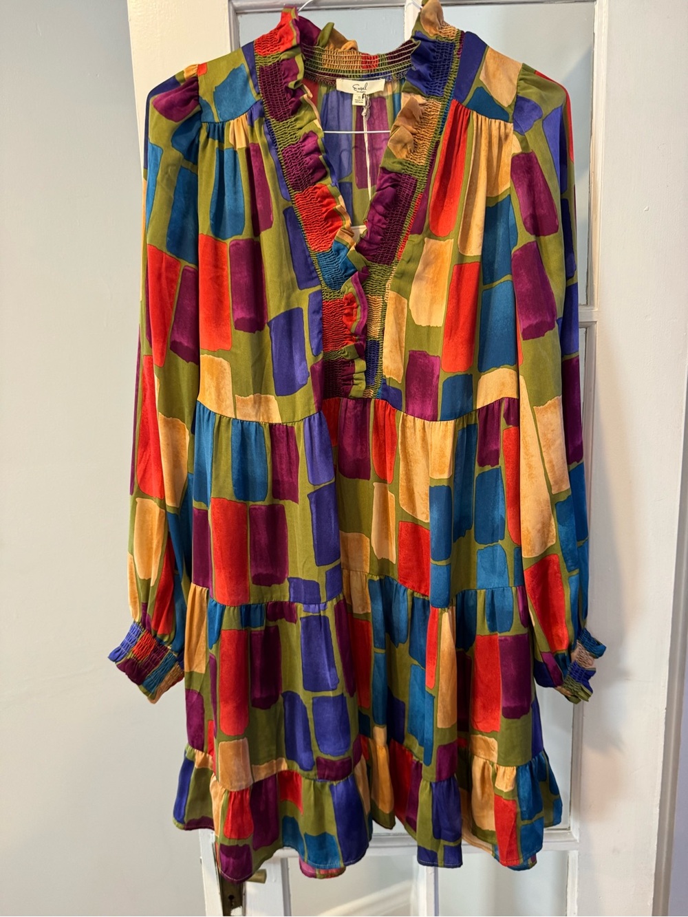 NWT! Easel Multicolor Striped Ruffle Dress Size Small - Picture 2 of 8